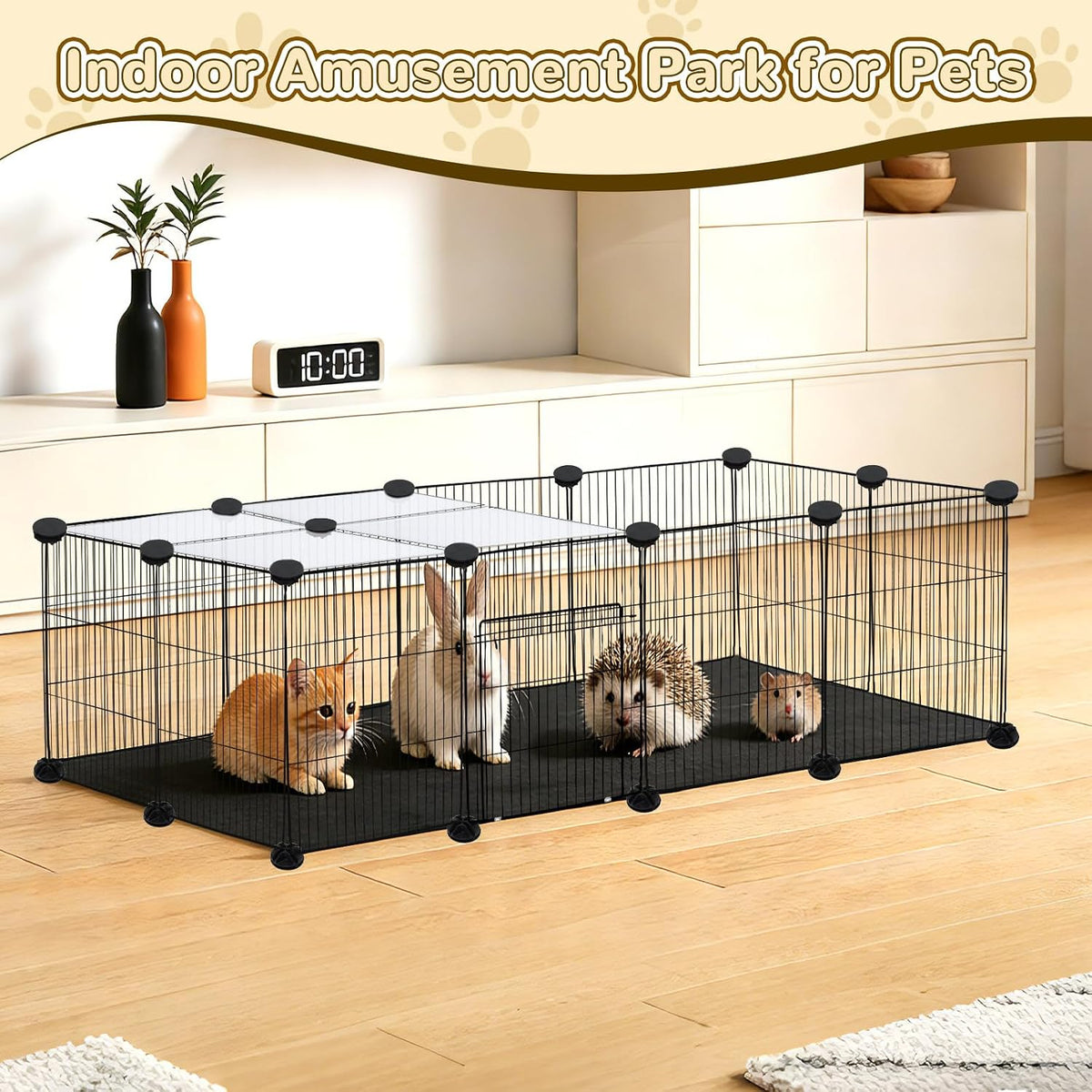 21 Panels Small Animal Playpen with Door and Mat
