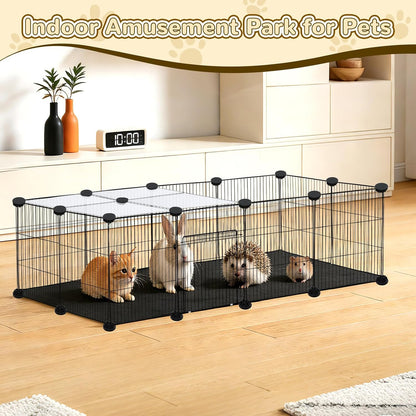 21 Panels Small Animal Playpen with Door and Mat