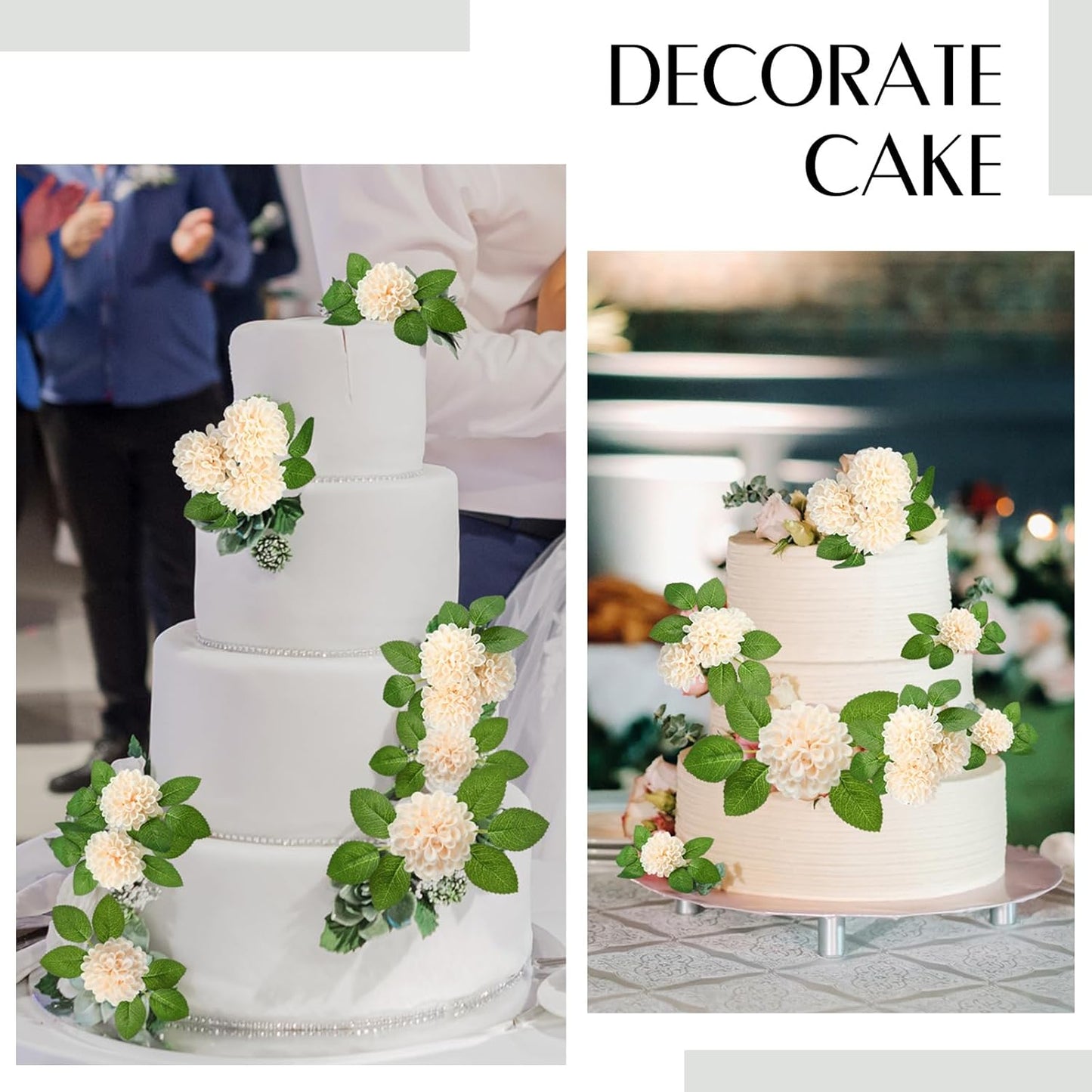 100 Pcs Artificial Dahlia Flowers Bulk Foam Roses Flowers with Stems Floral Arrangements Table Centerpiece for DIY Arrangement Bouquet Wedding Bridal Shower Party Decoration(Champagne)