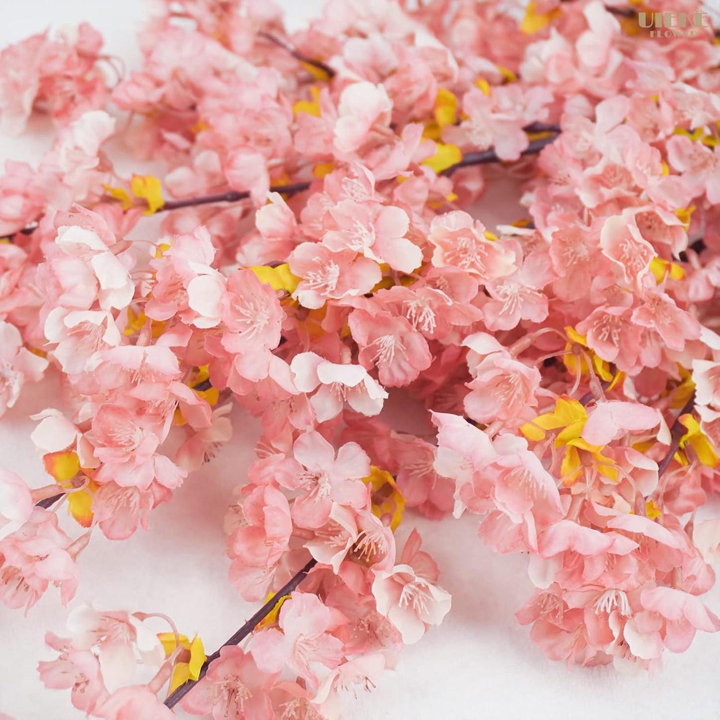 8Pcs Artificial Cherry Blossom Flowers, Silk Cherry Blossom Branches, Fake Plum Blossom Flowers Arrangement for DIY Home Wedding Tree Party Decor Pink