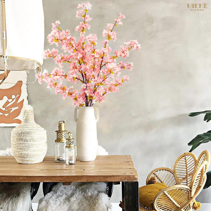 8Pcs Artificial Cherry Blossom Flowers, Silk Cherry Blossom Branches, Fake Plum Blossom Flowers Arrangement for DIY Home Wedding Tree Party Decor Pink