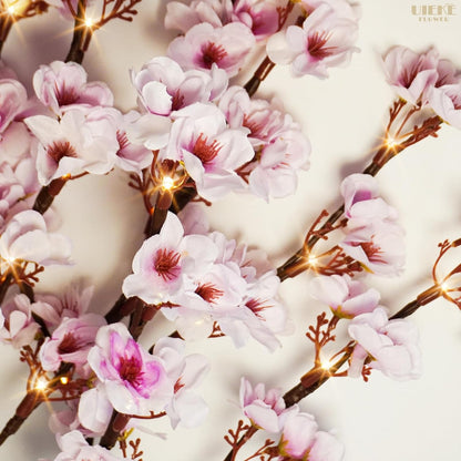 8Pcs Artificial Cherry Blossom Flowers, Silk Cherry Blossom Branches, Fake Plum Blossom Flowers Arrangement for DIY Home Wedding Tree Party Decor Pink