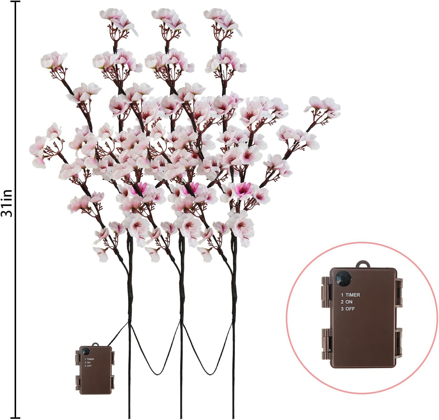 8Pcs Artificial Cherry Blossom Flowers, Silk Cherry Blossom Branches, Fake Plum Blossom Flowers Arrangement for DIY Home Wedding Tree Party Decor Pink