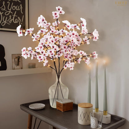 8Pcs Artificial Cherry Blossom Flowers, Silk Cherry Blossom Branches, Fake Plum Blossom Flowers Arrangement for DIY Home Wedding Tree Party Decor Pink
