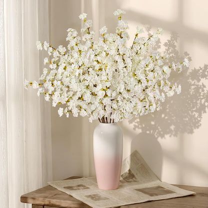 8Pcs Artificial Cherry Blossom Flowers, Silk Cherry Blossom Branches, Fake Plum Blossom Flowers Arrangement for DIY Home Wedding Tree Party Decor Pink