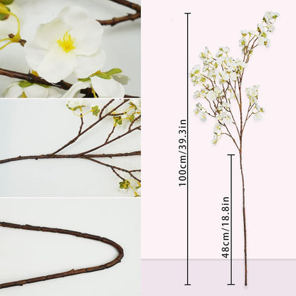 8Pcs Artificial Cherry Blossom Flowers, Silk Cherry Blossom Branches, Fake Plum Blossom Flowers Arrangement for DIY Home Wedding Tree Party Decor Pink