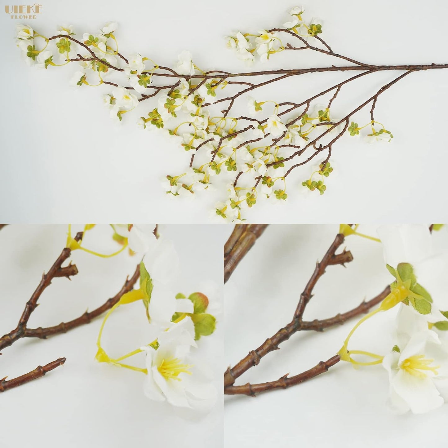 8Pcs Artificial Cherry Blossom Flowers, Silk Cherry Blossom Branches, Fake Plum Blossom Flowers Arrangement for DIY Home Wedding Tree Party Decor Pink