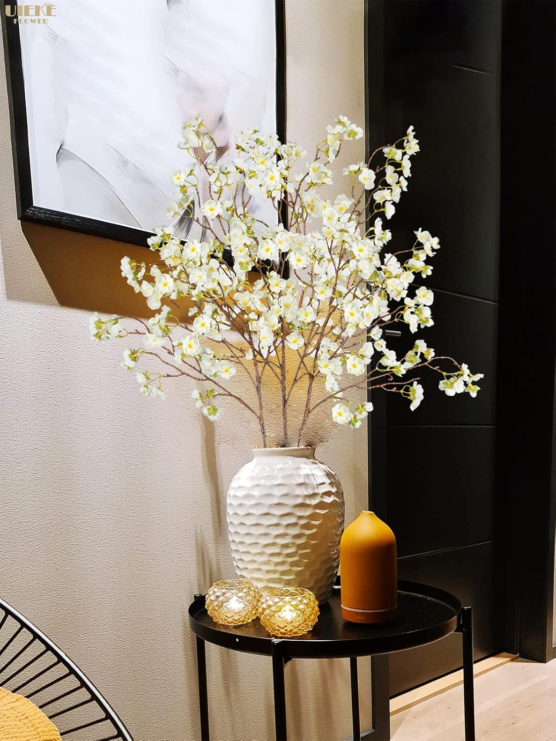 8Pcs Artificial Cherry Blossom Flowers, Silk Cherry Blossom Branches, Fake Plum Blossom Flowers Arrangement for DIY Home Wedding Tree Party Decor Pink