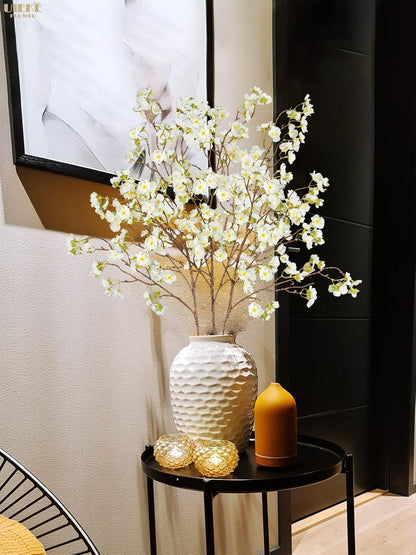 8Pcs Artificial Cherry Blossom Flowers, Silk Cherry Blossom Branches, Fake Plum Blossom Flowers Arrangement for DIY Home Wedding Tree Party Decor Pink