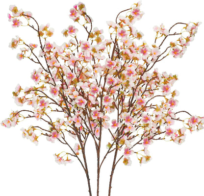8Pcs Artificial Cherry Blossom Flowers, Silk Cherry Blossom Branches, Fake Plum Blossom Flowers Arrangement for DIY Home Wedding Tree Party Decor Pink