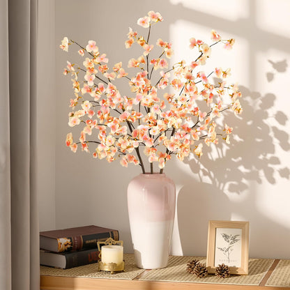 8Pcs Artificial Cherry Blossom Flowers, Silk Cherry Blossom Branches, Fake Plum Blossom Flowers Arrangement for DIY Home Wedding Tree Party Decor Pink