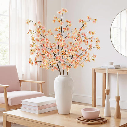 8Pcs Artificial Cherry Blossom Flowers, Silk Cherry Blossom Branches, Fake Plum Blossom Flowers Arrangement for DIY Home Wedding Tree Party Decor Pink