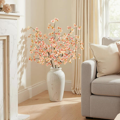 8Pcs Artificial Cherry Blossom Flowers, Silk Cherry Blossom Branches, Fake Plum Blossom Flowers Arrangement for DIY Home Wedding Tree Party Decor Pink