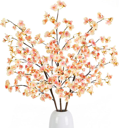 8Pcs Artificial Cherry Blossom Flowers, Silk Cherry Blossom Branches, Fake Plum Blossom Flowers Arrangement for DIY Home Wedding Tree Party Decor Pink