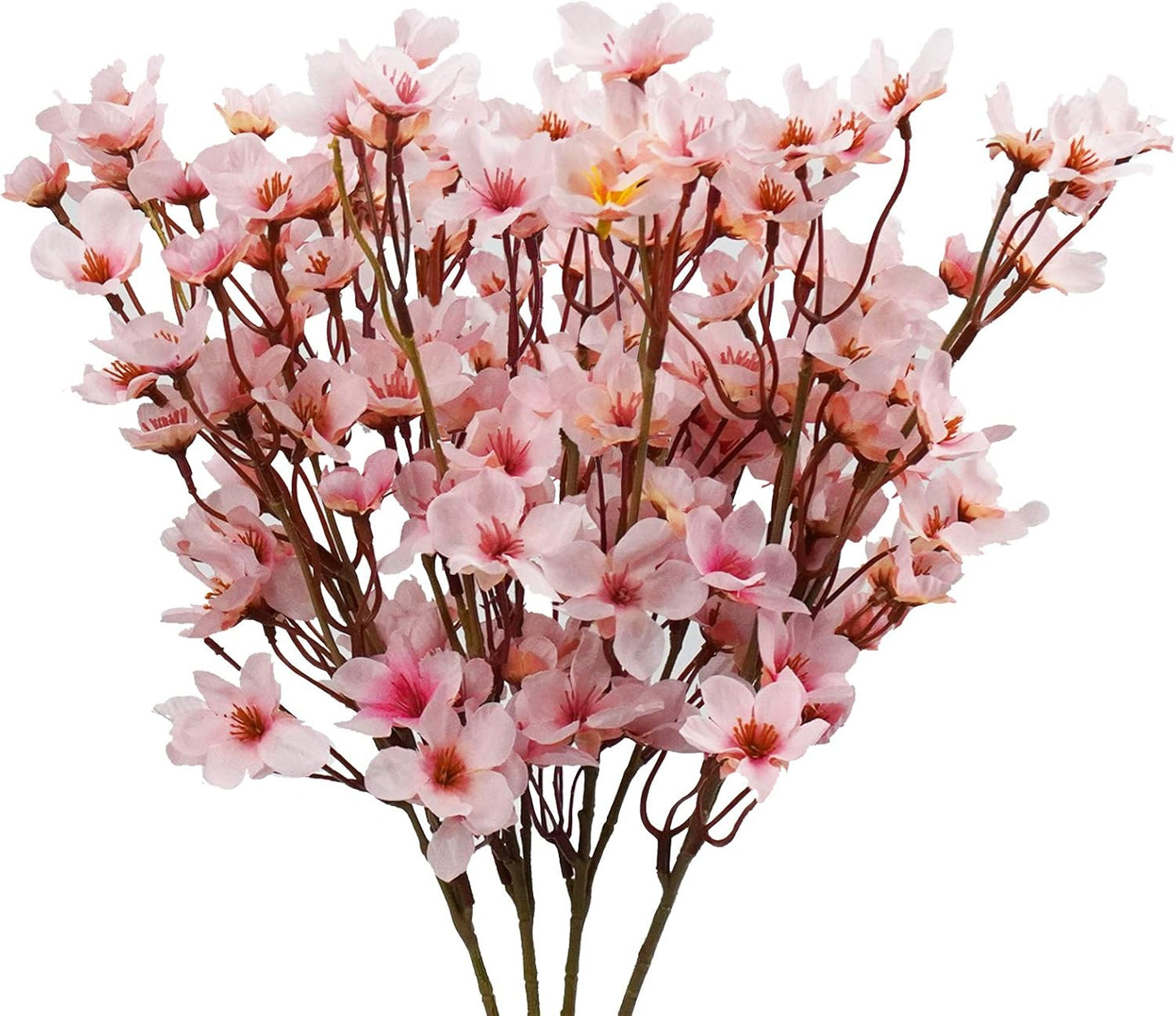 8Pcs Artificial Cherry Blossom Flowers, Silk Cherry Blossom Branches, Fake Plum Blossom Flowers Arrangement for DIY Home Wedding Tree Party Decor Pink