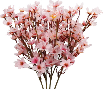 8Pcs Artificial Cherry Blossom Flowers, Silk Cherry Blossom Branches, Fake Plum Blossom Flowers Arrangement for DIY Home Wedding Tree Party Decor Pink