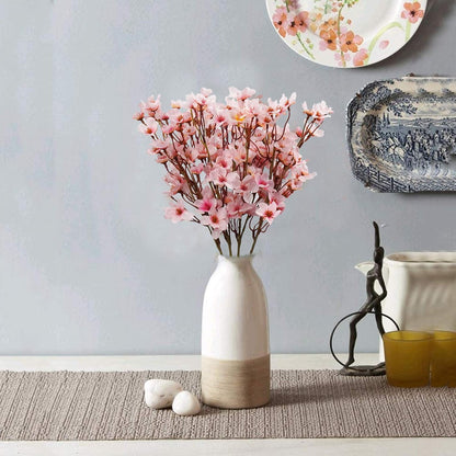 8Pcs Artificial Cherry Blossom Flowers, Silk Cherry Blossom Branches, Fake Plum Blossom Flowers Arrangement for DIY Home Wedding Tree Party Decor Pink