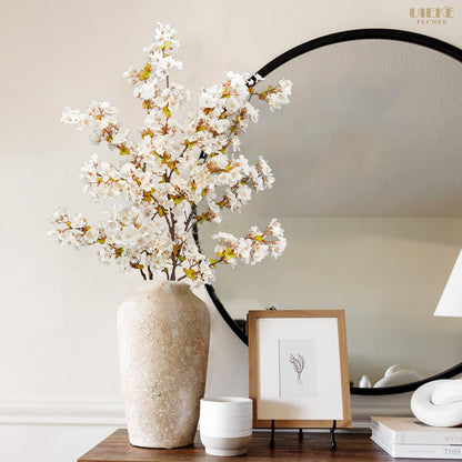 8Pcs Artificial Cherry Blossom Flowers, Silk Cherry Blossom Branches, Fake Plum Blossom Flowers Arrangement for DIY Home Wedding Tree Party Decor Pink