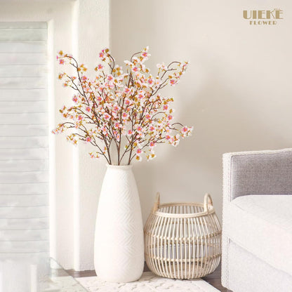 8Pcs Artificial Cherry Blossom Flowers, Silk Cherry Blossom Branches, Fake Plum Blossom Flowers Arrangement for DIY Home Wedding Tree Party Decor Pink