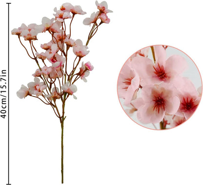 8Pcs Artificial Cherry Blossom Flowers, Silk Cherry Blossom Branches, Fake Plum Blossom Flowers Arrangement for DIY Home Wedding Tree Party Decor Pink