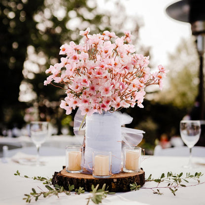 8Pcs Artificial Cherry Blossom Flowers, Silk Cherry Blossom Branches, Fake Plum Blossom Flowers Arrangement for DIY Home Wedding Tree Party Decor Pink
