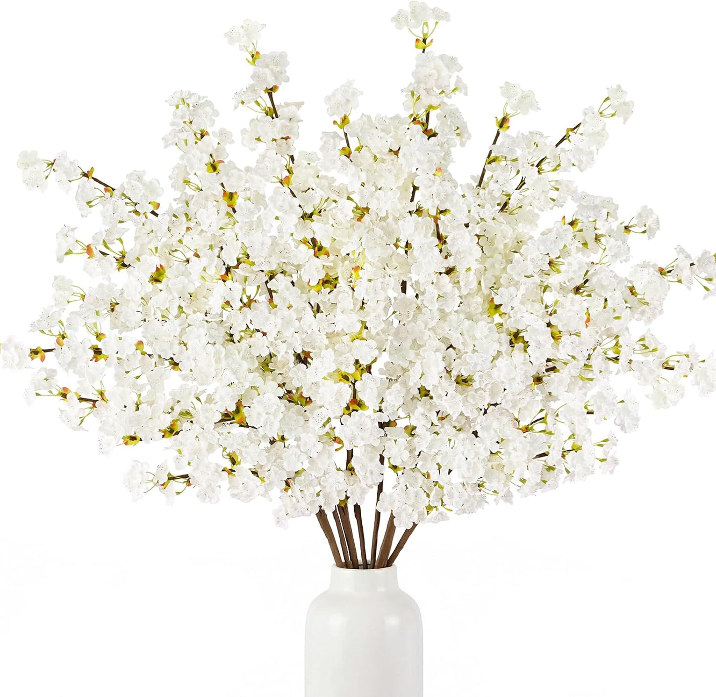 8Pcs Artificial Cherry Blossom Flowers, Silk Cherry Blossom Branches, Fake Plum Blossom Flowers Arrangement for DIY Home Wedding Tree Party Decor Pink