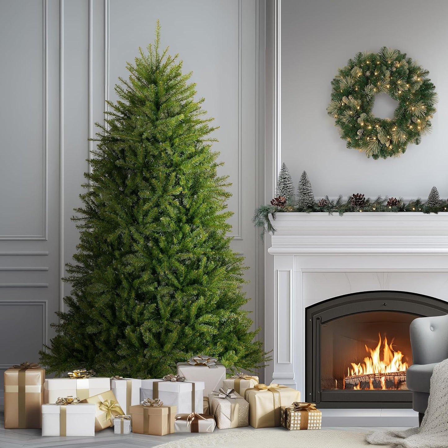 6ft Unlit Dunhill Fir Artificial Full Christmas Tree | 1,430 Tips, Includes Stand, Green