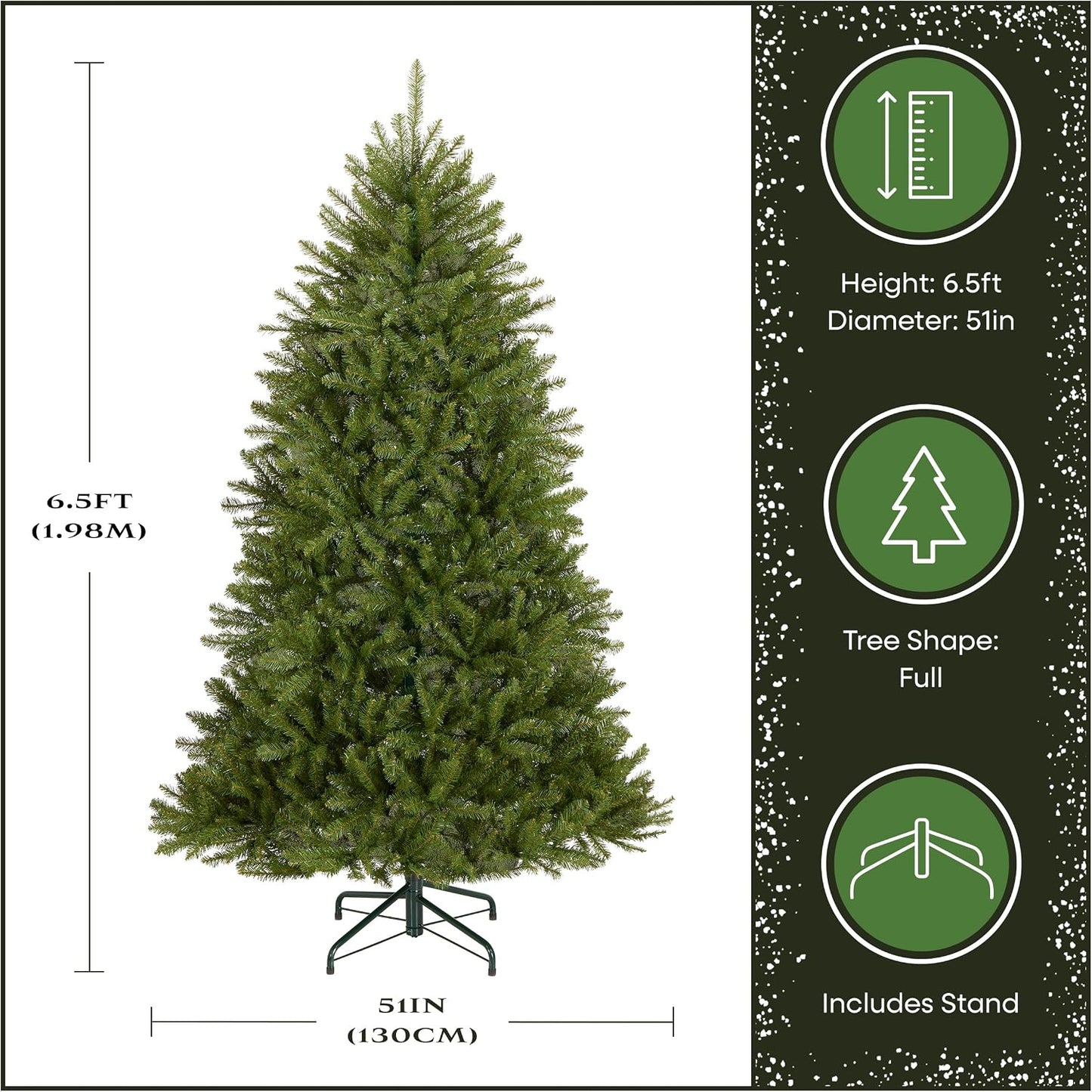 6ft Unlit Dunhill Fir Artificial Full Christmas Tree | 1,430 Tips, Includes Stand, Green