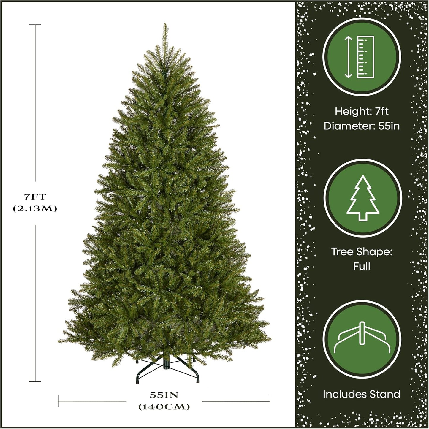6ft Unlit Dunhill Fir Artificial Full Christmas Tree | 1,430 Tips, Includes Stand, Green