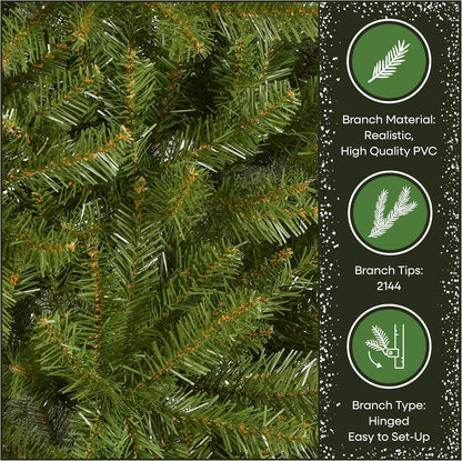 6ft Unlit Dunhill Fir Artificial Full Christmas Tree | 1,430 Tips, Includes Stand, Green