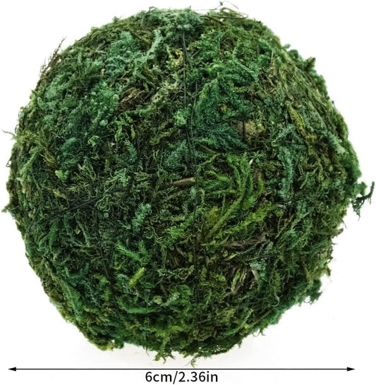 6pcs Natural Green Moss Decorative Ball,Natural Green Moss Balls Handmade Decorative Hanging Balls for Garden Patio Home Table Decor Party Weddings Display Props Decor 2.36in (Green, 6)
