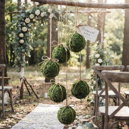 6pcs Natural Green Moss Decorative Ball,Natural Green Moss Balls Handmade Decorative Hanging Balls for Garden Patio Home Table Decor Party Weddings Display Props Decor 2.36in (Green, 6)