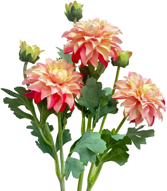 3 Pieces Pink Artificial Dahlias,21"Silk Flowers with Stems,Winter Flowers Artificial for Decoration,Long Stem Artificial Flowers for Tall Vase,Wedding Party Decor Spring Decorations for Home (Pink)
