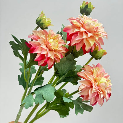 3 Pieces Pink Artificial Dahlias,21"Silk Flowers with Stems,Winter Flowers Artificial for Decoration,Long Stem Artificial Flowers for Tall Vase,Wedding Party Decor Spring Decorations for Home (Pink)