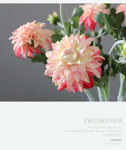 3 Pieces Pink Artificial Dahlias,21"Silk Flowers with Stems,Winter Flowers Artificial for Decoration,Long Stem Artificial Flowers for Tall Vase,Wedding Party Decor Spring Decorations for Home (Pink)