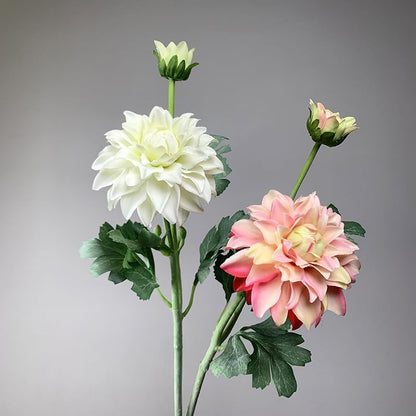 3 Pieces Pink Artificial Dahlias,21"Silk Flowers with Stems,Winter Flowers Artificial for Decoration,Long Stem Artificial Flowers for Tall Vase,Wedding Party Decor Spring Decorations for Home (Pink)
