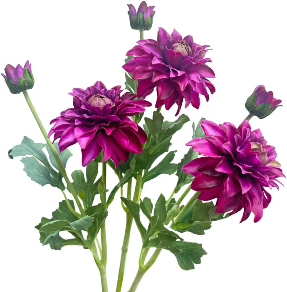 3 Pieces Pink Artificial Dahlias,21"Silk Flowers with Stems,Winter Flowers Artificial for Decoration,Long Stem Artificial Flowers for Tall Vase,Wedding Party Decor Spring Decorations for Home (Pink)