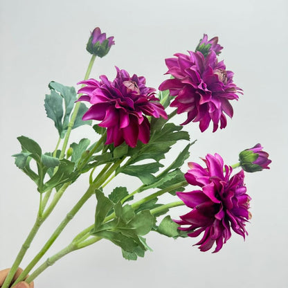 3 Pieces Pink Artificial Dahlias,21"Silk Flowers with Stems,Winter Flowers Artificial for Decoration,Long Stem Artificial Flowers for Tall Vase,Wedding Party Decor Spring Decorations for Home (Pink)