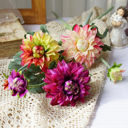 3 Pieces Pink Artificial Dahlias,21"Silk Flowers with Stems,Winter Flowers Artificial for Decoration,Long Stem Artificial Flowers for Tall Vase,Wedding Party Decor Spring Decorations for Home (Pink)