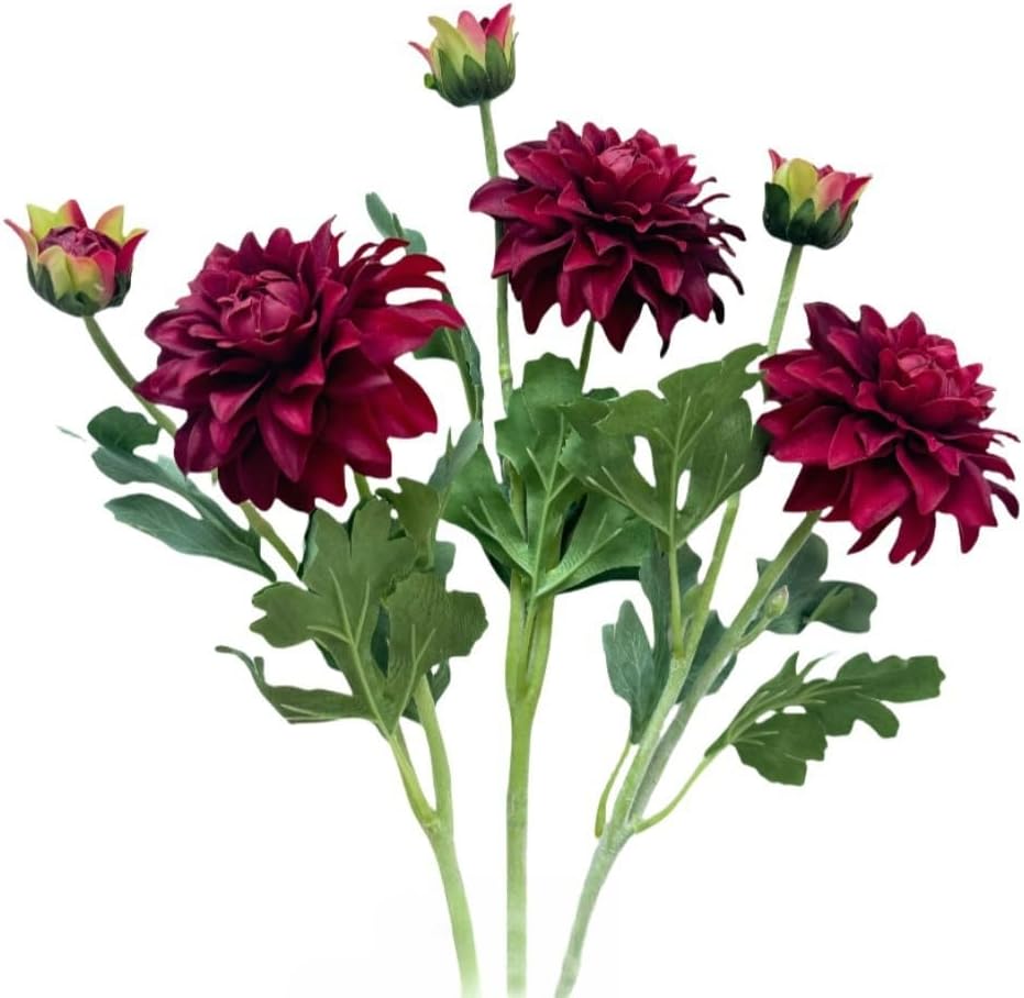 3 Pieces Pink Artificial Dahlias,21"Silk Flowers with Stems,Winter Flowers Artificial for Decoration,Long Stem Artificial Flowers for Tall Vase,Wedding Party Decor Spring Decorations for Home (Pink)