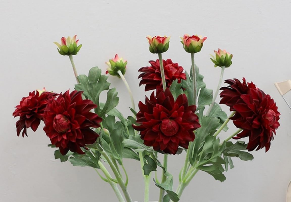 3 Pieces Pink Artificial Dahlias,21"Silk Flowers with Stems,Winter Flowers Artificial for Decoration,Long Stem Artificial Flowers for Tall Vase,Wedding Party Decor Spring Decorations for Home (Pink)