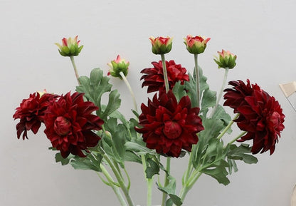 3 Pieces Pink Artificial Dahlias,21"Silk Flowers with Stems,Winter Flowers Artificial for Decoration,Long Stem Artificial Flowers for Tall Vase,Wedding Party Decor Spring Decorations for Home (Pink)