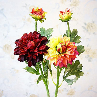 3 Pieces Pink Artificial Dahlias,21"Silk Flowers with Stems,Winter Flowers Artificial for Decoration,Long Stem Artificial Flowers for Tall Vase,Wedding Party Decor Spring Decorations for Home (Pink)