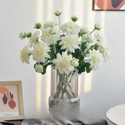 3 Pieces Pink Artificial Dahlias,21"Silk Flowers with Stems,Winter Flowers Artificial for Decoration,Long Stem Artificial Flowers for Tall Vase,Wedding Party Decor Spring Decorations for Home (Pink)