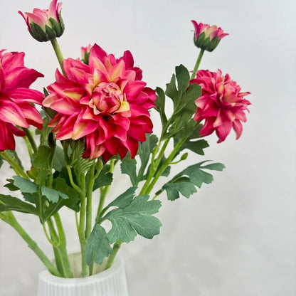 3 Pieces Pink Artificial Dahlias,21"Silk Flowers with Stems,Winter Flowers Artificial for Decoration,Long Stem Artificial Flowers for Tall Vase,Wedding Party Decor Spring Decorations for Home (Pink)