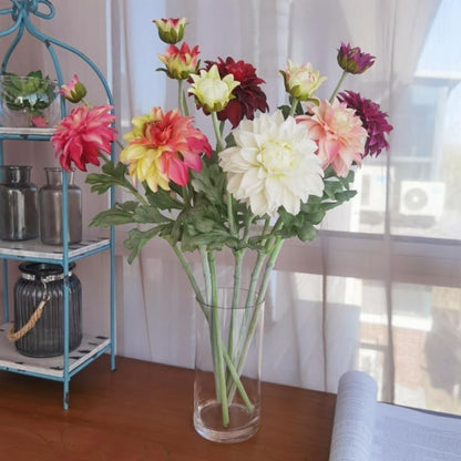 3 Pieces Pink Artificial Dahlias,21"Silk Flowers with Stems,Winter Flowers Artificial for Decoration,Long Stem Artificial Flowers for Tall Vase,Wedding Party Decor Spring Decorations for Home (Pink)