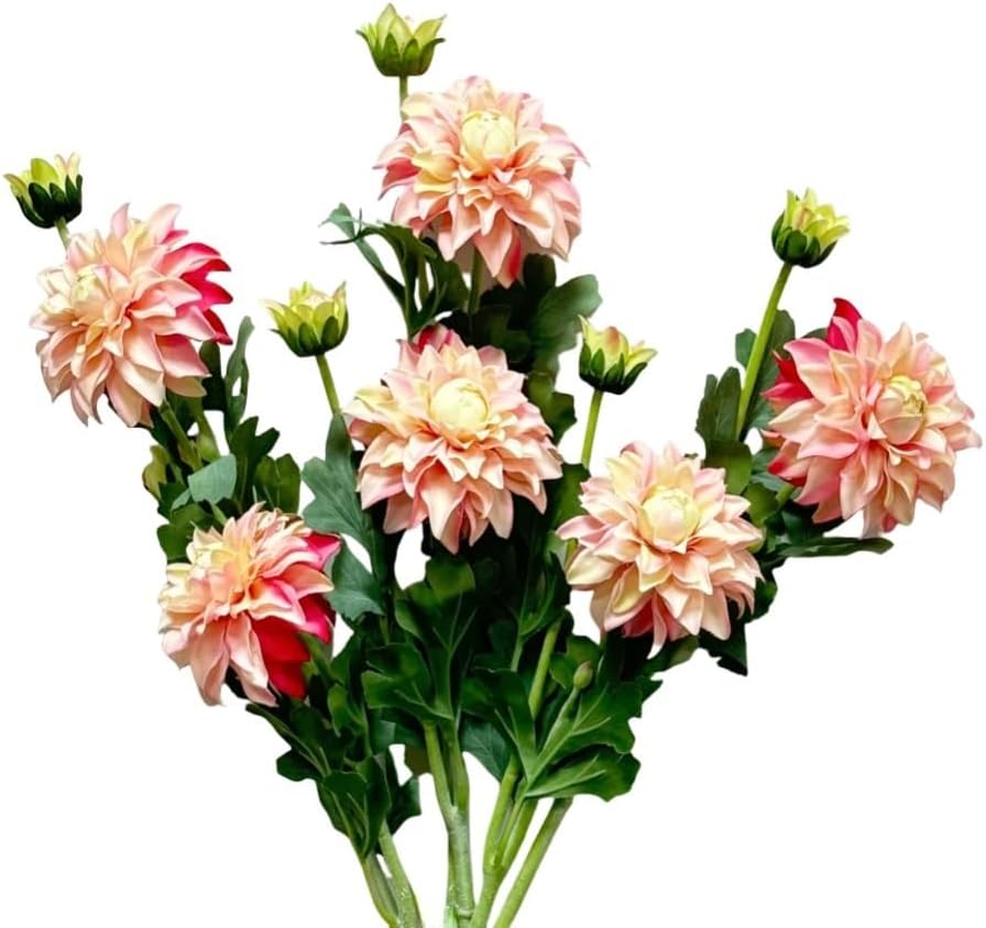 3 Pieces Pink Artificial Dahlias,21"Silk Flowers with Stems,Winter Flowers Artificial for Decoration,Long Stem Artificial Flowers for Tall Vase,Wedding Party Decor Spring Decorations for Home (Pink)