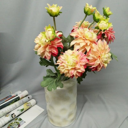 3 Pieces Pink Artificial Dahlias,21"Silk Flowers with Stems,Winter Flowers Artificial for Decoration,Long Stem Artificial Flowers for Tall Vase,Wedding Party Decor Spring Decorations for Home (Pink)