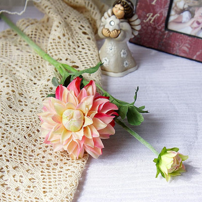 3 Pieces Pink Artificial Dahlias,21"Silk Flowers with Stems,Winter Flowers Artificial for Decoration,Long Stem Artificial Flowers for Tall Vase,Wedding Party Decor Spring Decorations for Home (Pink)