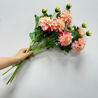 3 Pieces Pink Artificial Dahlias,21"Silk Flowers with Stems,Winter Flowers Artificial for Decoration,Long Stem Artificial Flowers for Tall Vase,Wedding Party Decor Spring Decorations for Home (Pink)